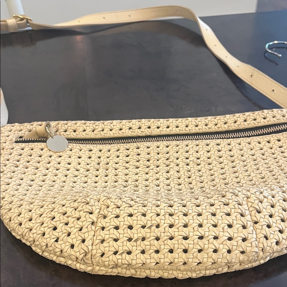 Clare V Grande Fanny Crossbody Bag in Cream Rattan